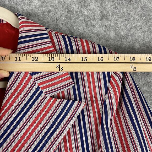 VTG Towncraft JC Penney Blazer Sport Coat Mens 42L Red Striped Gold Button 70s - Picture 10 of 15
